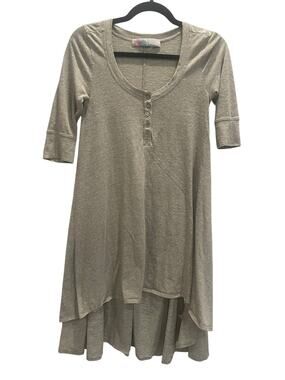 Free People Light Gray Scoop Neck Button-Front Henley